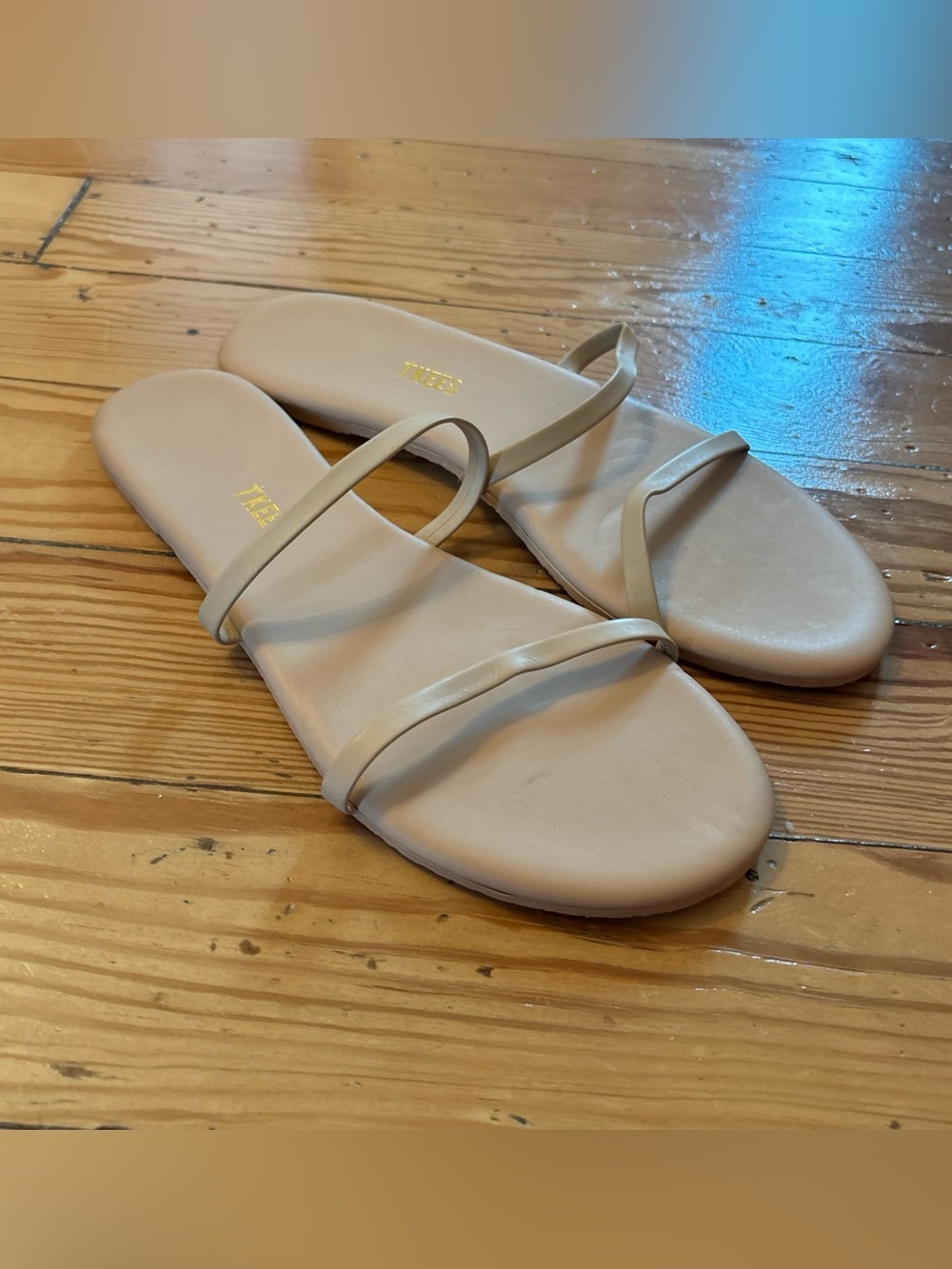 TKEES Nude Beige Strappy Slide Sandals